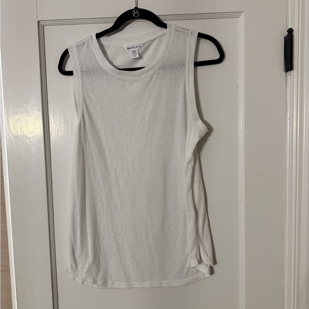 Athleta Sleeveless White Tank Top long fit